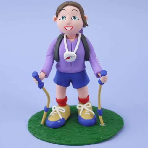 Claydough Hiker Girl Cake Topper - Click Image to Close